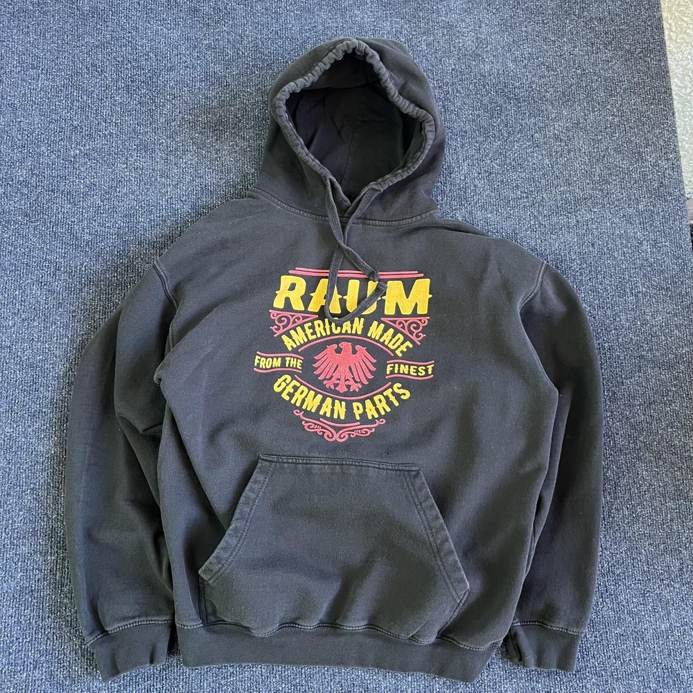RAUM German Parts Tultex Hoodie Mens Small Black Fleece Pullover Graphic